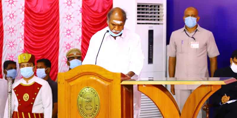 Rangasamy sworn in as Puducherry CM | puducherry